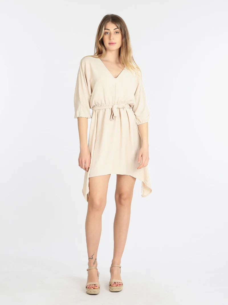 Vestito donna con cintura - beige