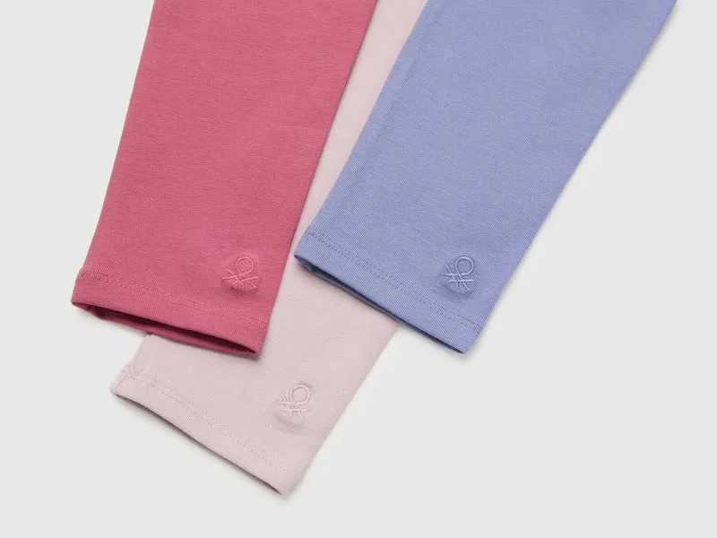 Drei Leggings aus Stretch-Baumwolle