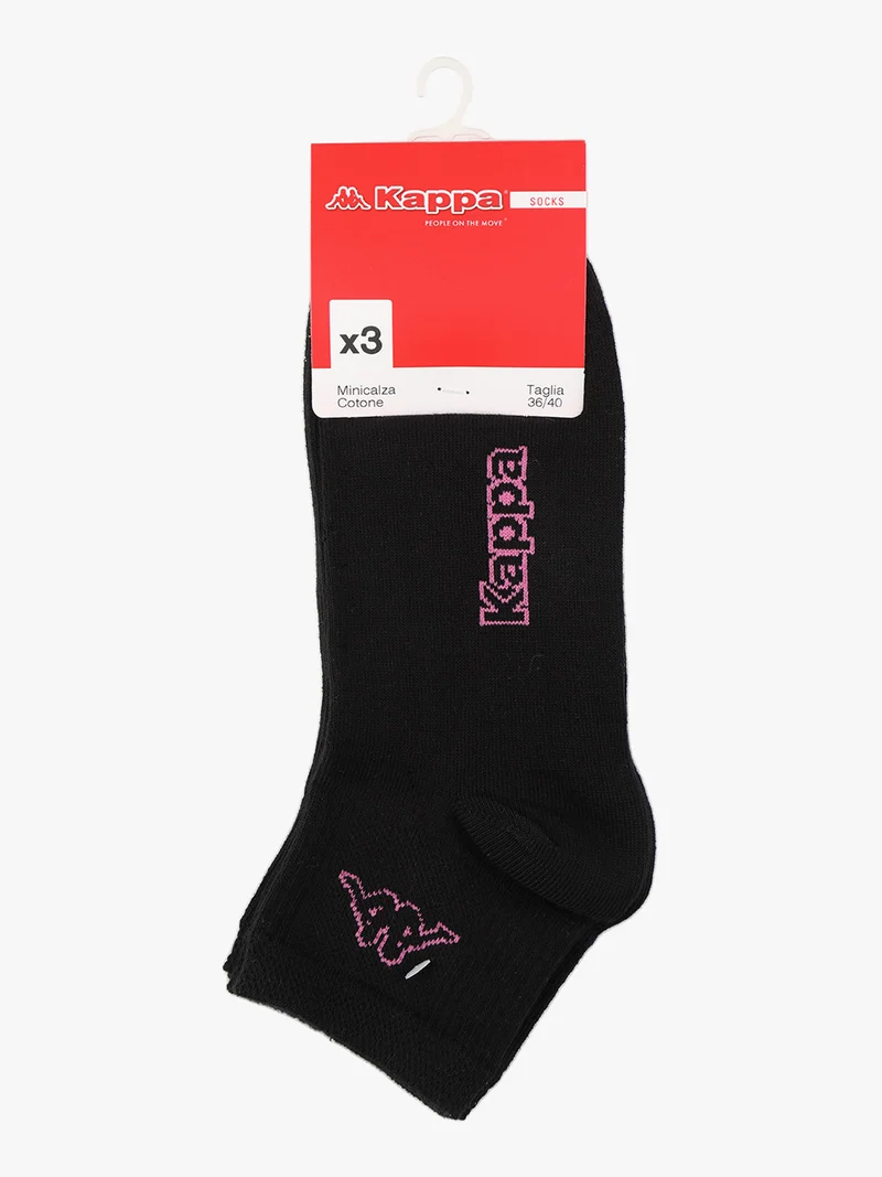 Calze in cotone donna con logo. Confezione da 3 paia - nero