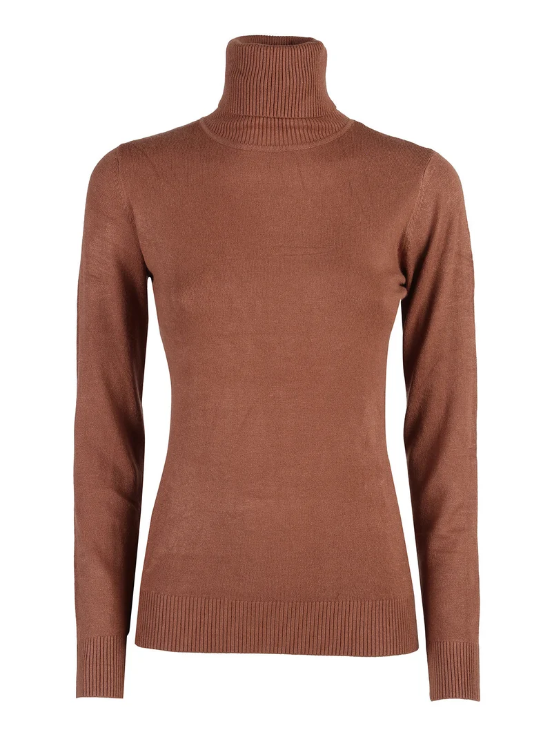 Maglia donna dolcevita - cuoio