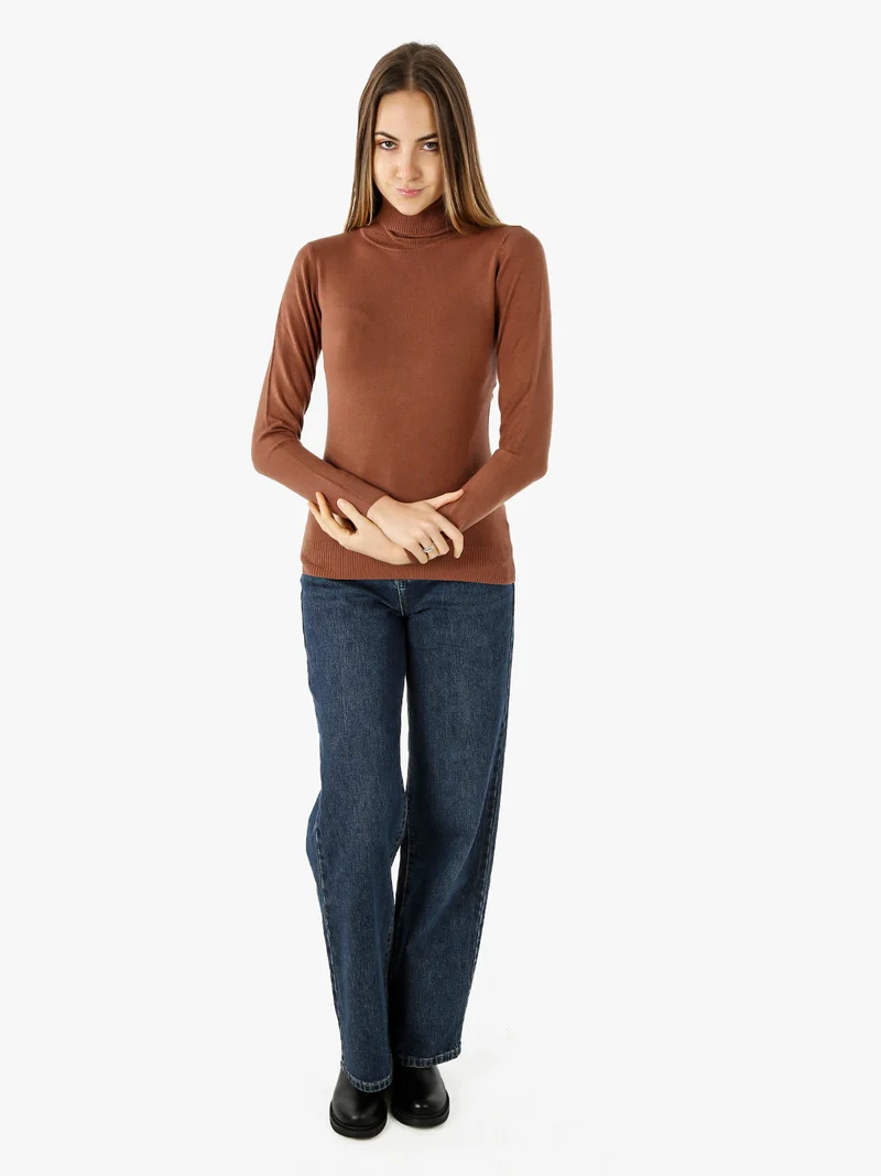 Maglia donna dolcevita - cuoio