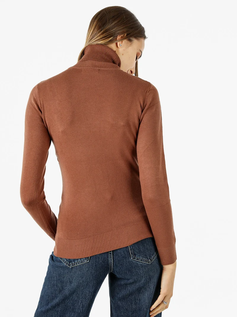 Maglia donna dolcevita - cuoio