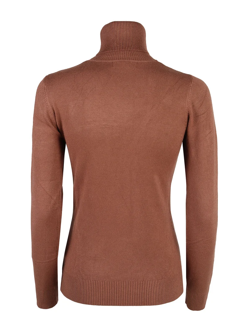 Maglia donna dolcevita - cuoio