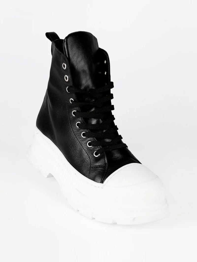 Genny Sneakers alte in pelle donna - nero