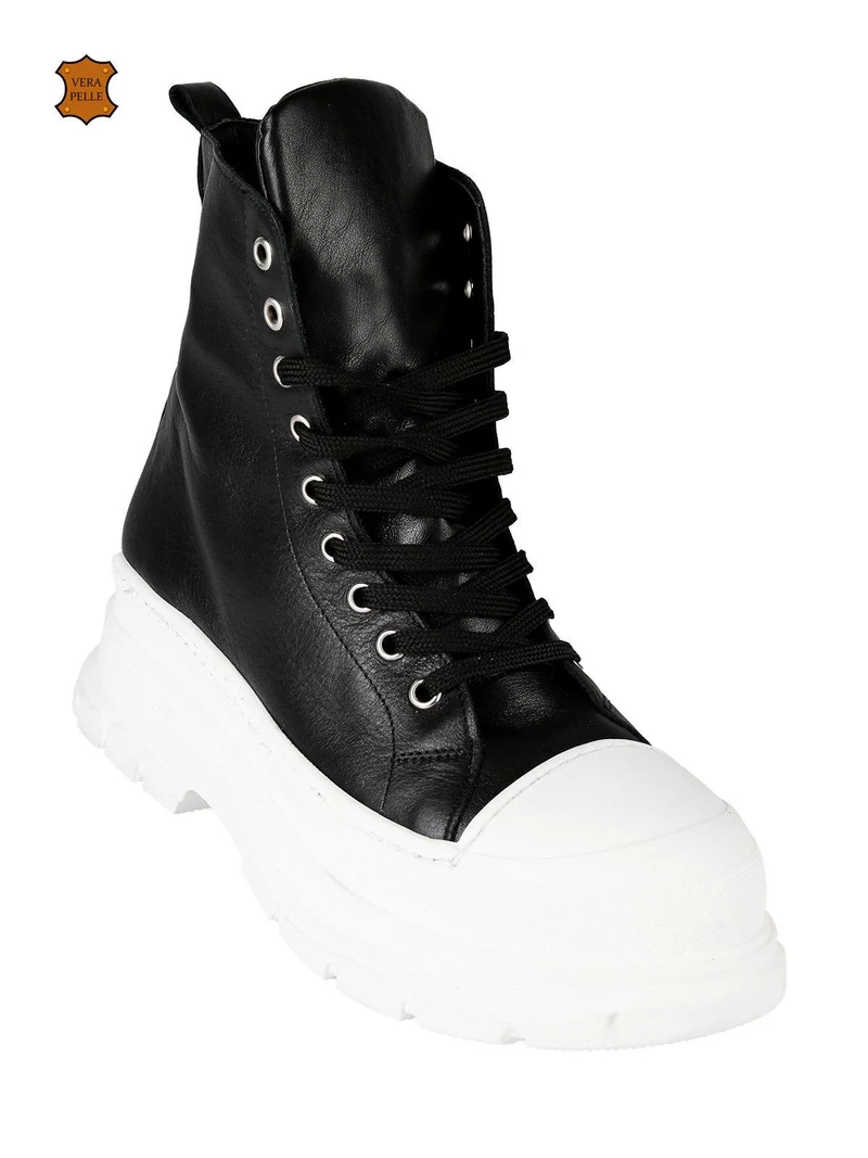 Genny Sneakers alte in pelle donna - nero