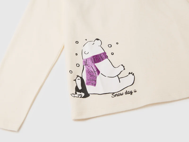 T-Shirt mit Glitzer-Print