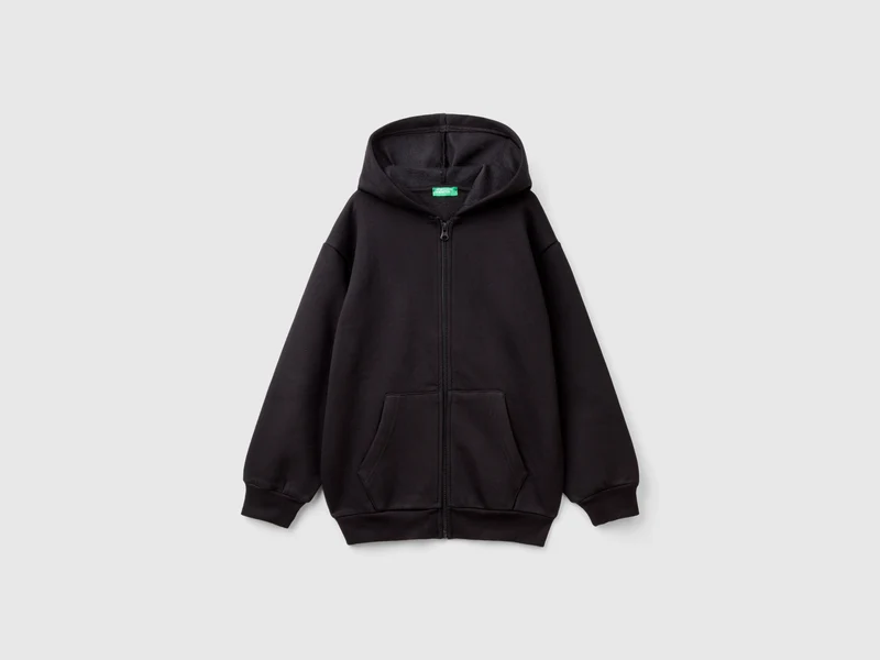 Sweater mit Reißverschluss und verdicktem Druck