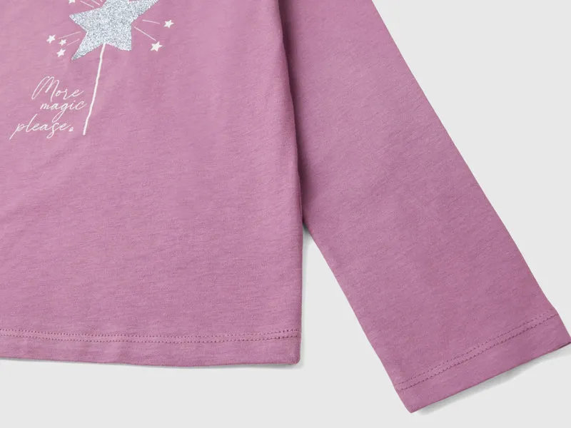 T-Shirt mit Glitter-Print