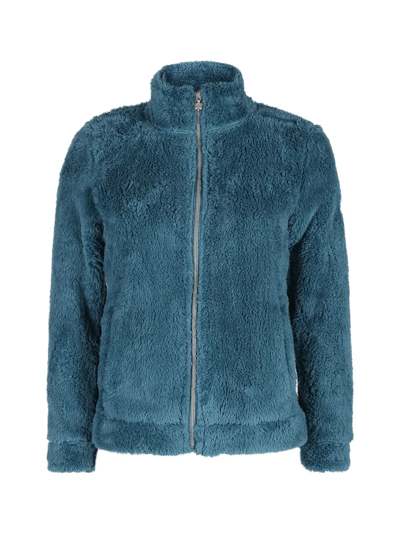 Giacca donna in ecopelliccia con zip - ottanio