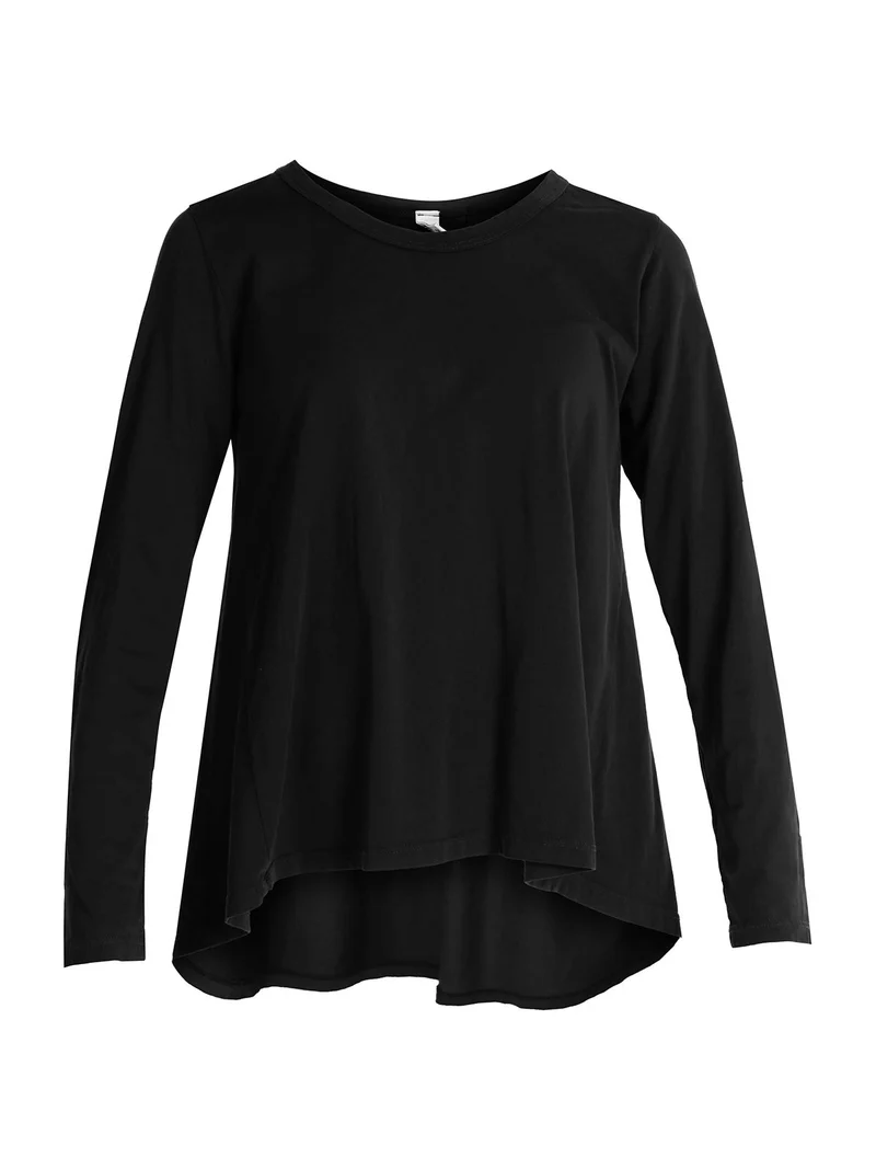T-shirt manica lunga donna in cotone - nero