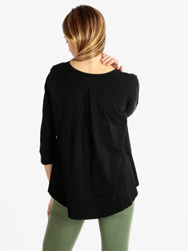 T-shirt manica lunga donna in cotone - nero