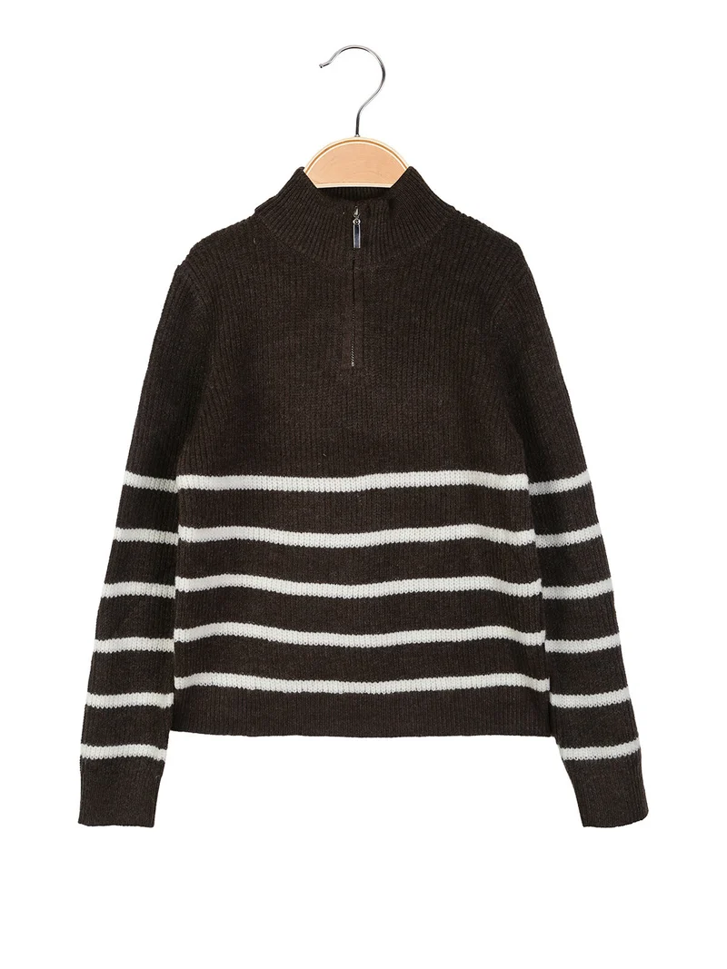 Maglione da bambino mezza zip - moro