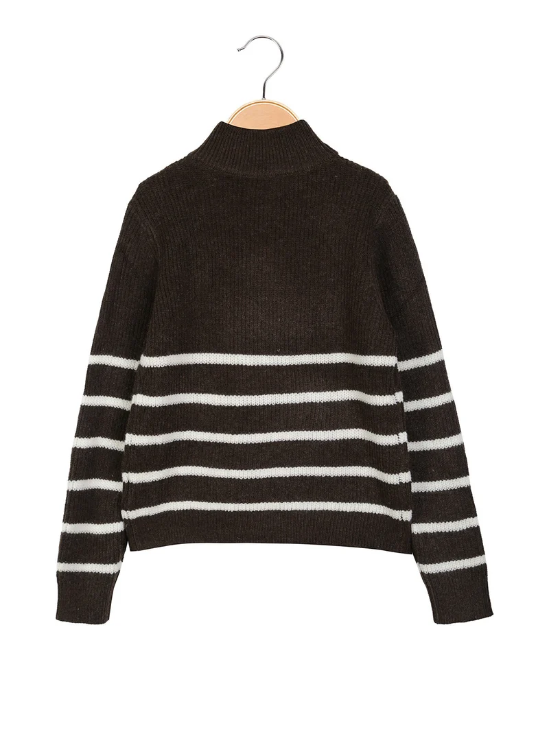 Maglione da bambino mezza zip - moro