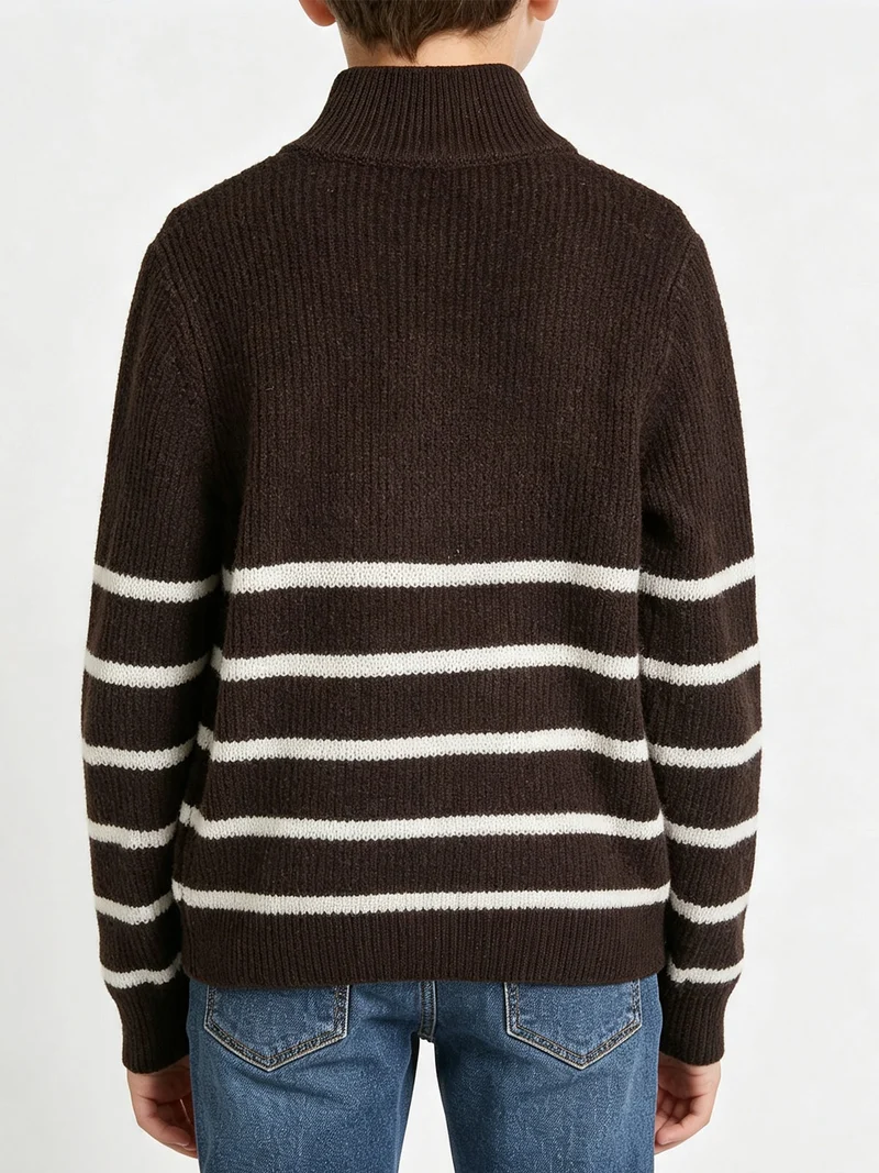 Maglione da bambino mezza zip - moro