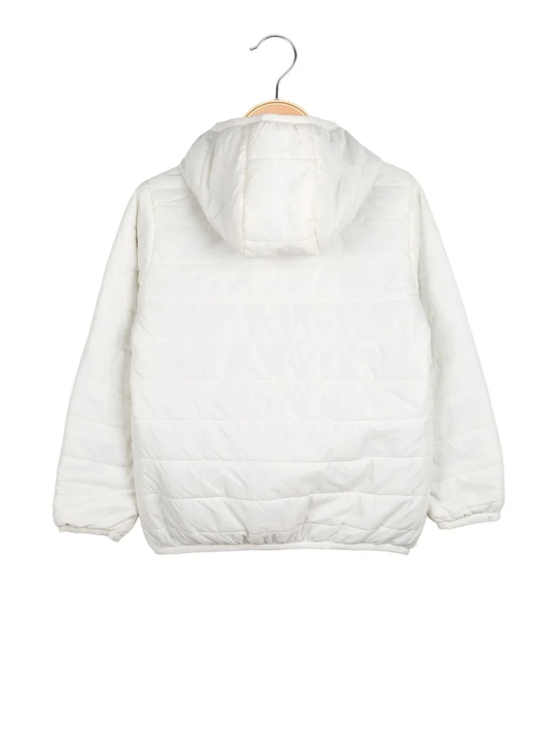Giubbino 100 grammi da bambina reversibile con cappuccio e zip - bianco