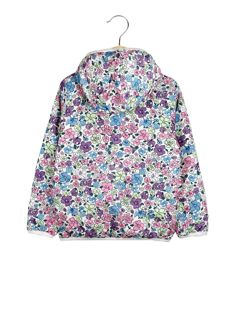 Giubbino 100 grammi da bambina reversibile con cappuccio e zip - bianco