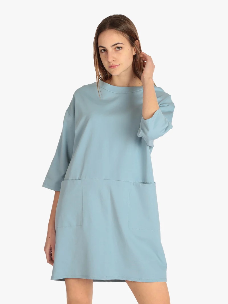 Vestito in maglia modello oversize - azzurro