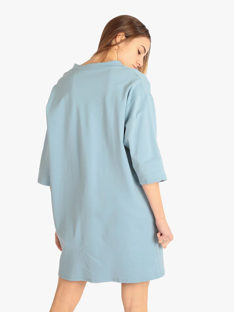 Vestito in maglia modello oversize - azzurro