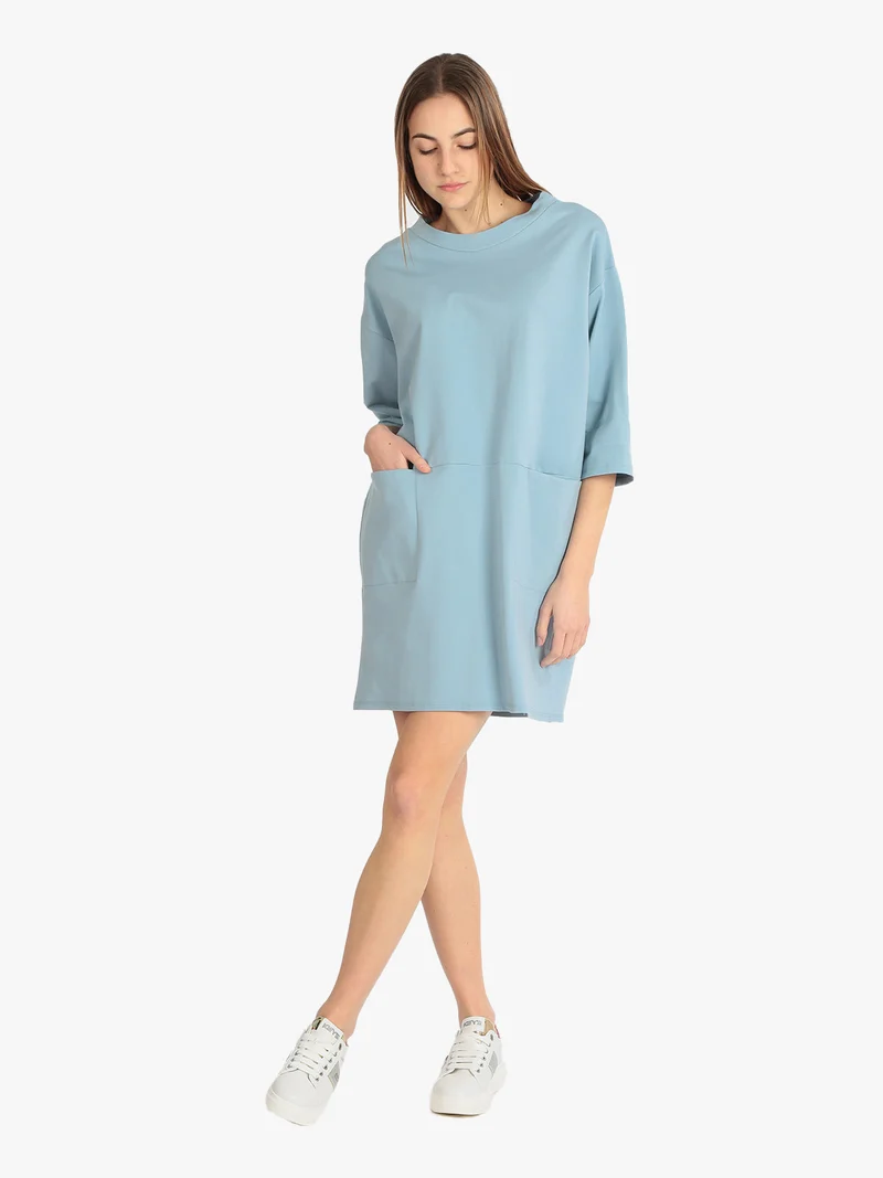 Vestito in maglia modello oversize - azzurro