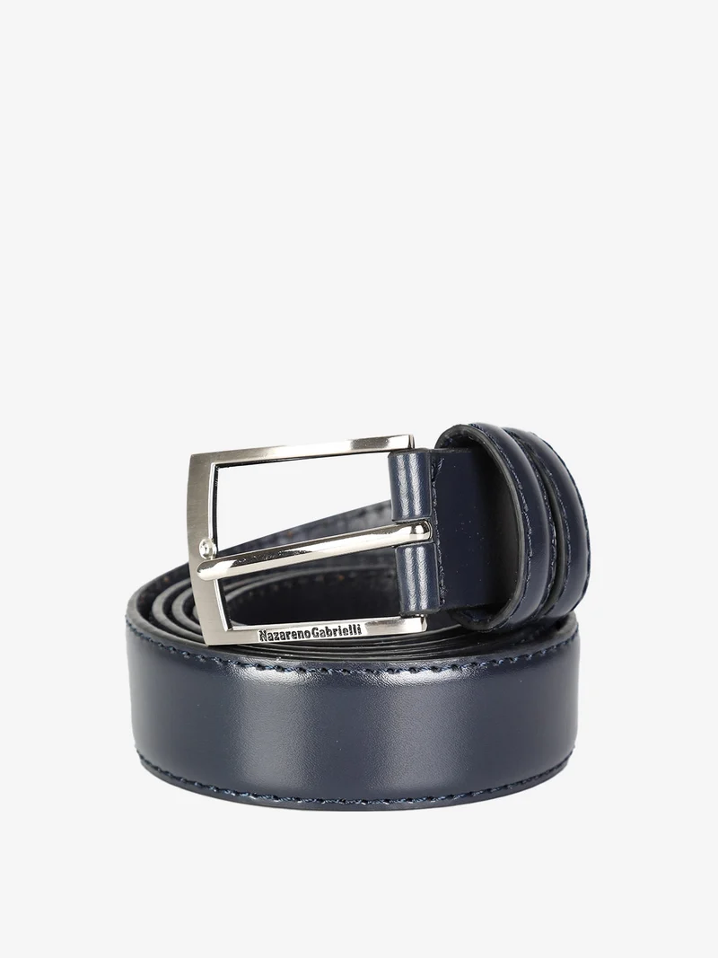 Cintura in pelle da uomo stretta - blu scuro