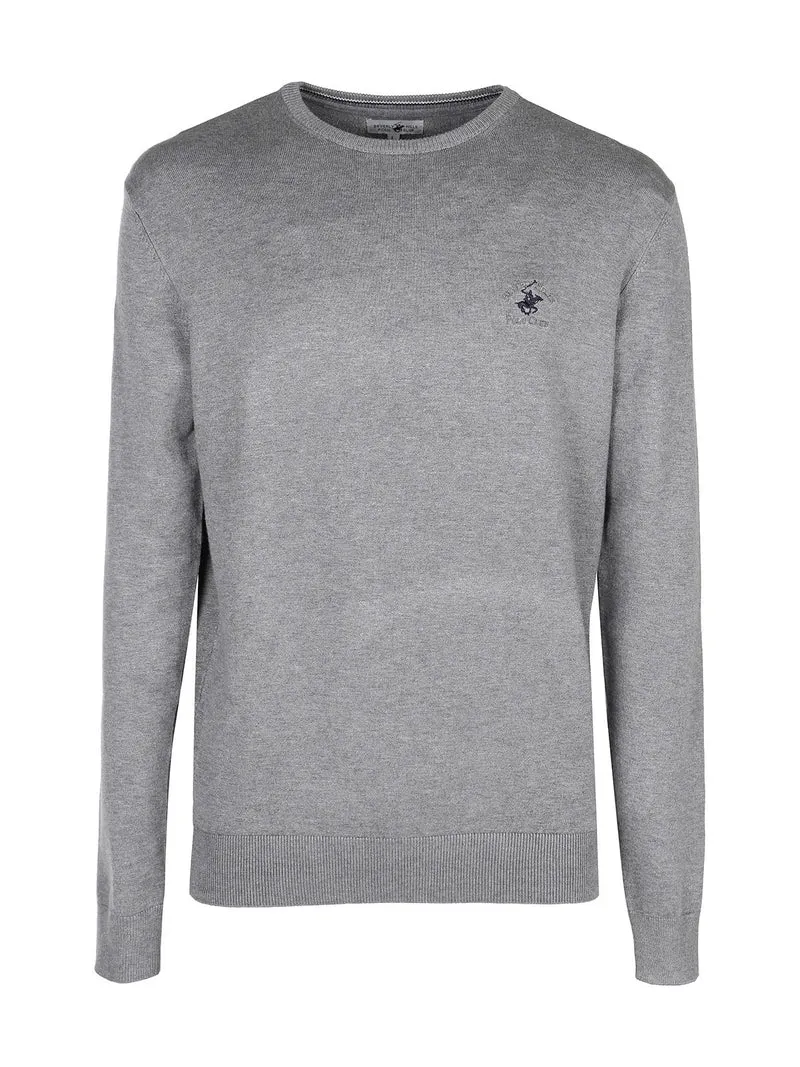 Pullover girocollo da uomo in maglia - grigio