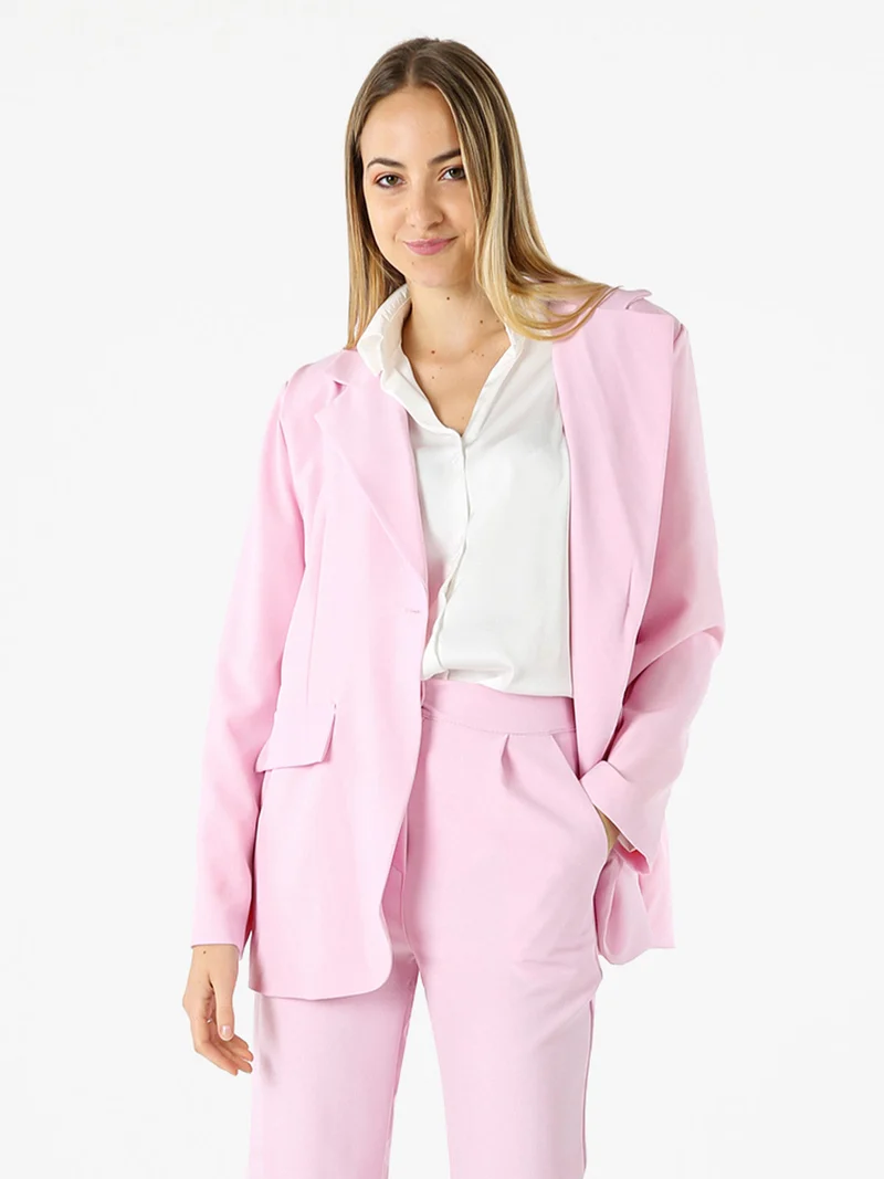 Blazer donna oversize con bottone - rosa