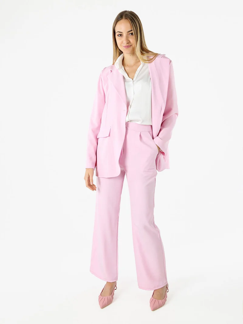 Blazer donna oversize con bottone - rosa