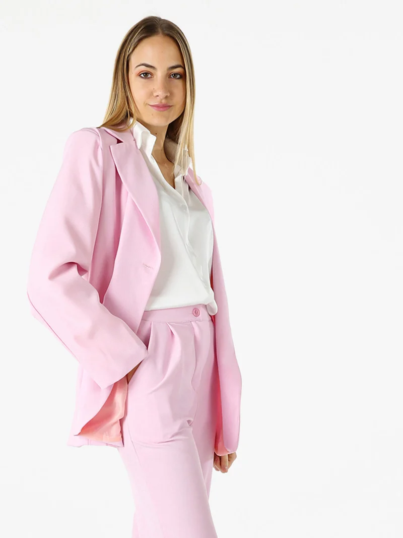 Blazer donna oversize con bottone - rosa
