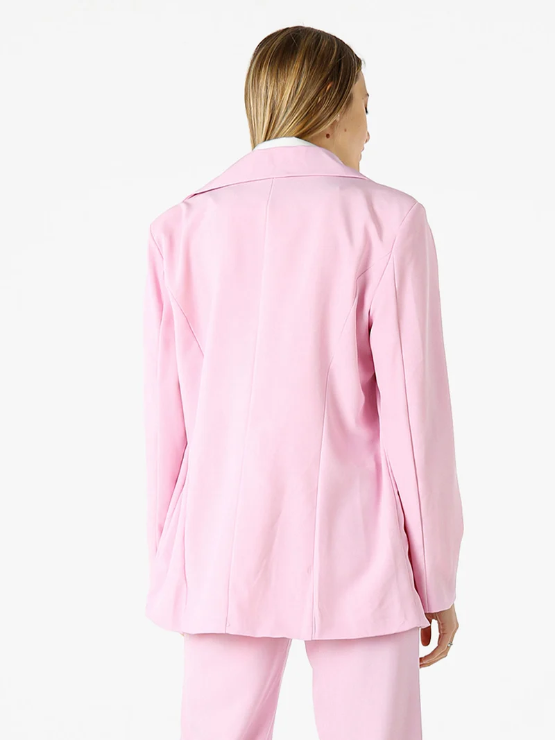 Blazer donna oversize con bottone - rosa