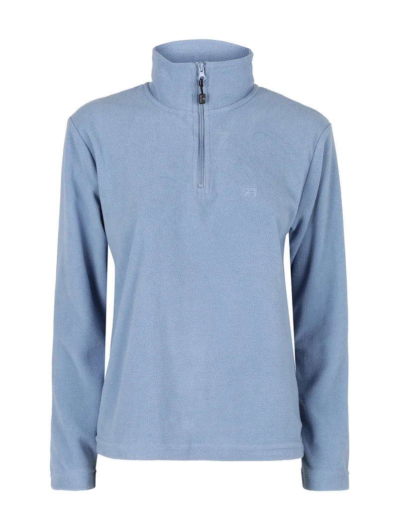Felpa donna in pile a mezza zip - azzurro