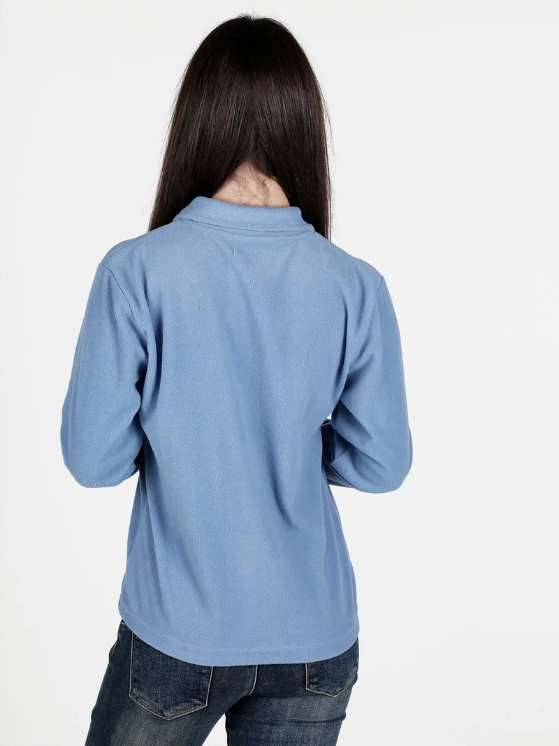 Felpa donna in pile a mezza zip - azzurro