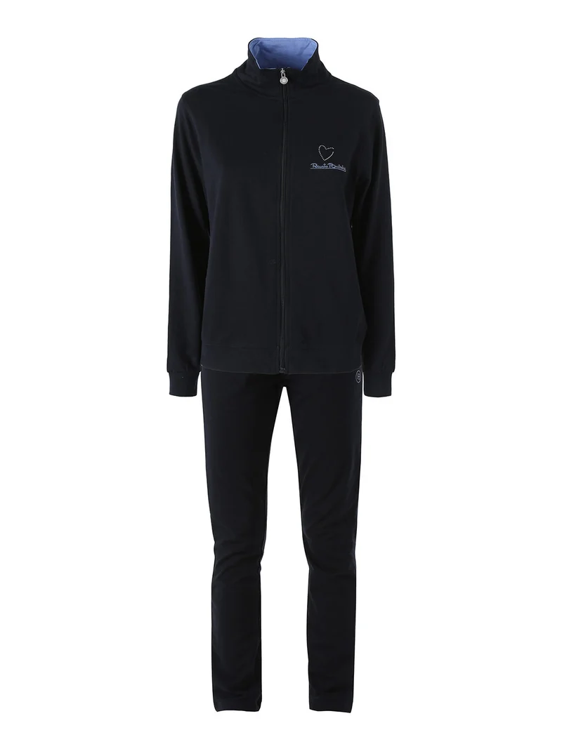 Completo tuta 2 pezzi full zip in cotone - blu scuro