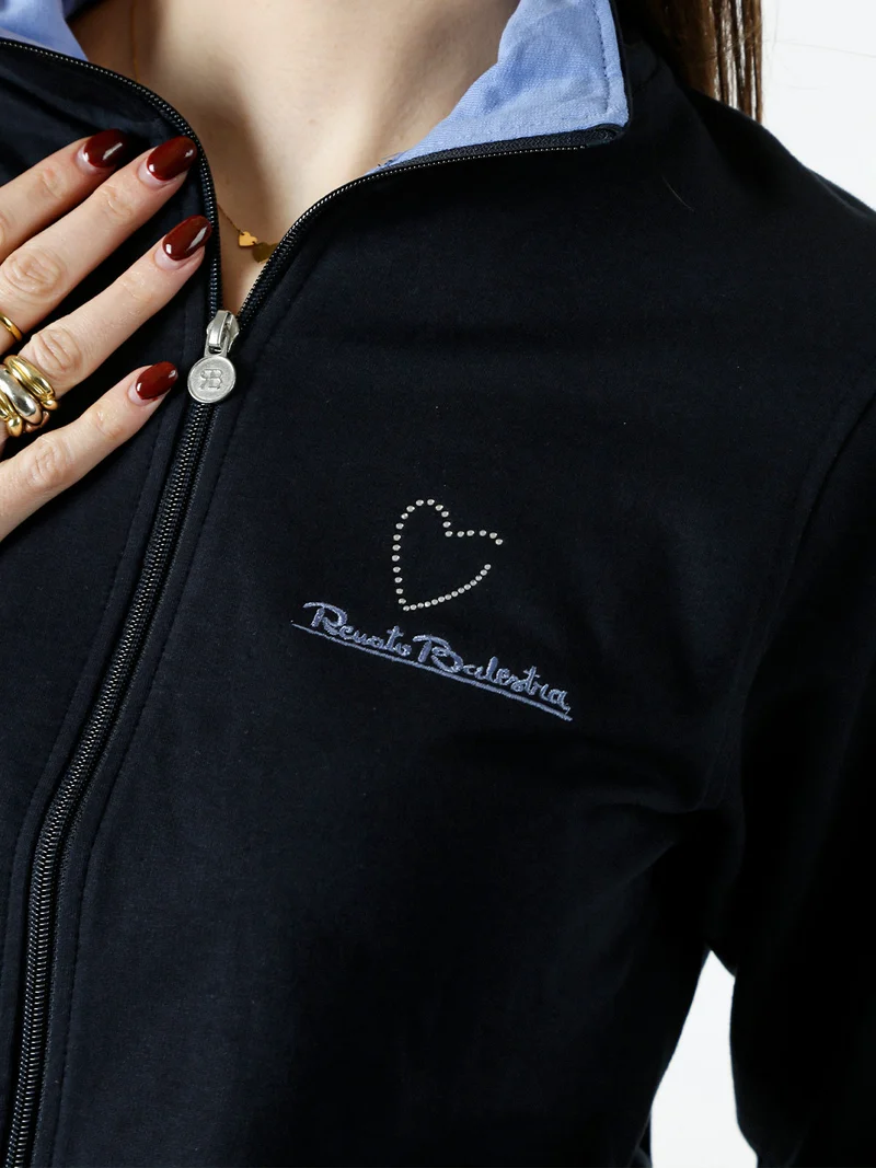 Completo tuta 2 pezzi full zip in cotone - blu scuro