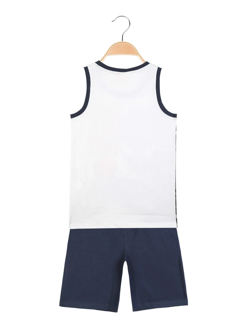 Completo corto da bambino canotta + bermuda - bianco