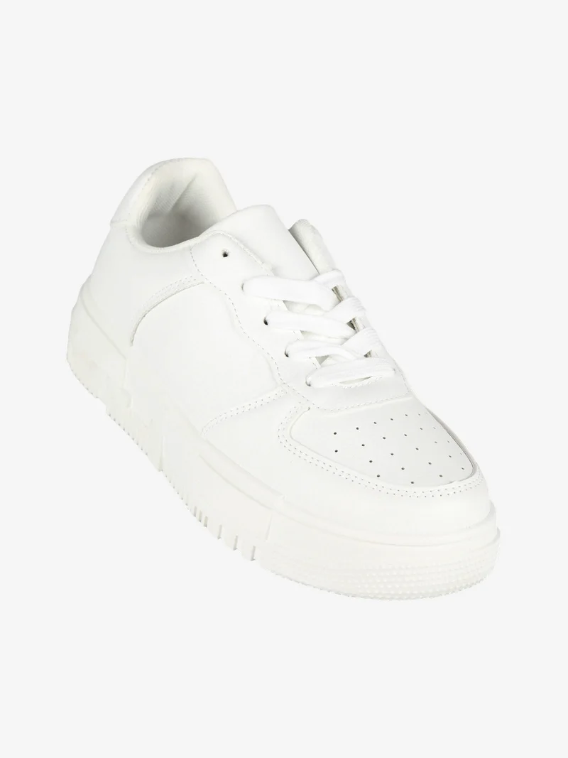 Sneakers basse donna con platform - bianco