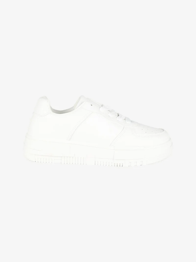Sneakers basse donna con platform - bianco
