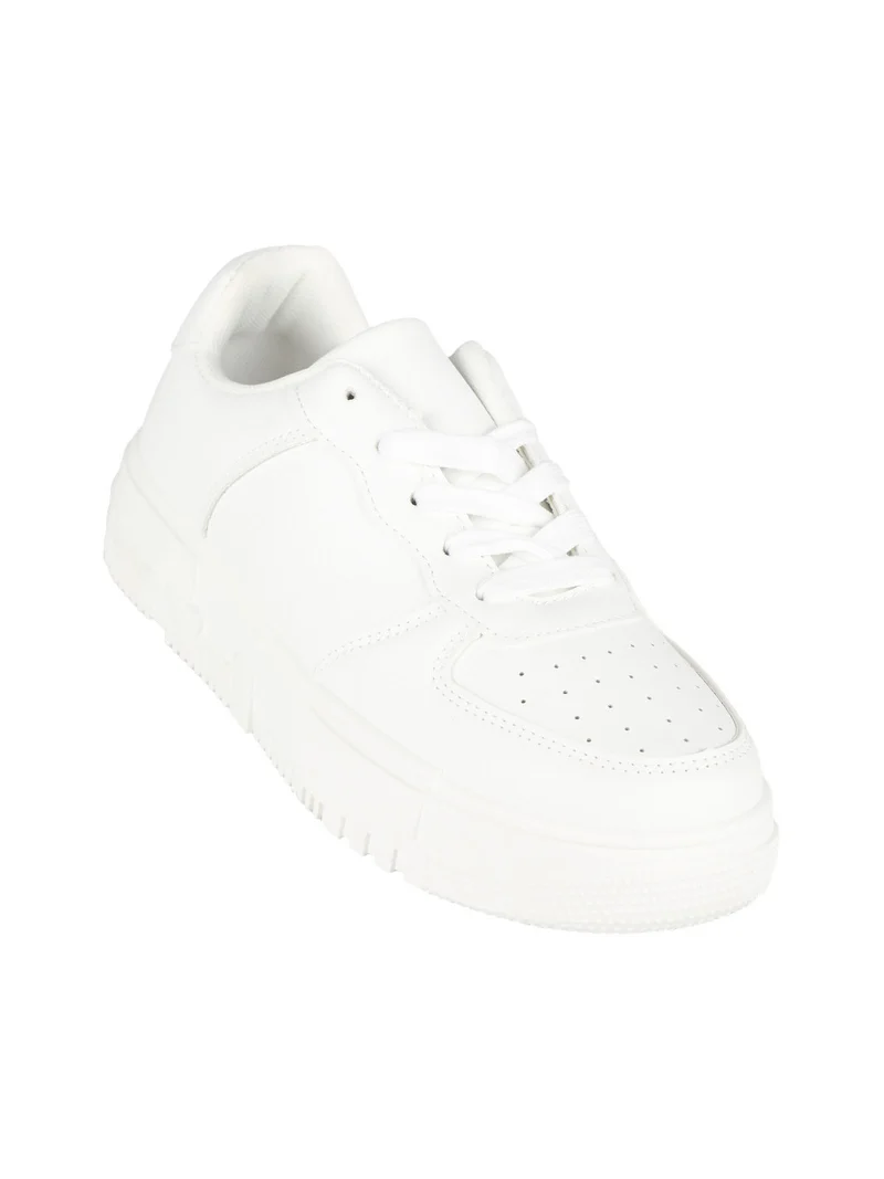 Sneakers basse donna con platform - bianco