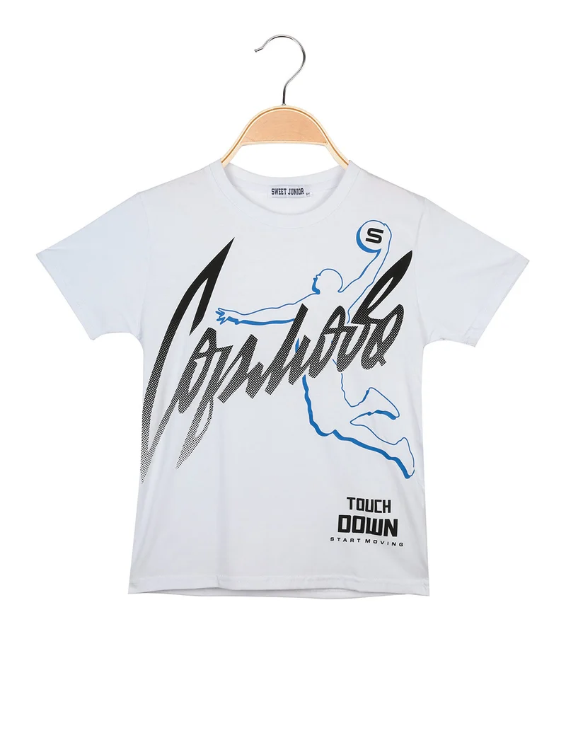 T-shirt da bambino in cotone con stampa - bianco