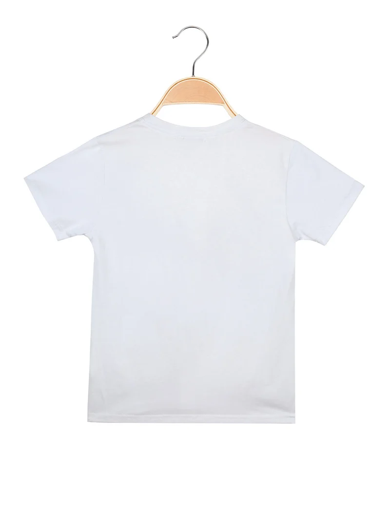 T-shirt da bambino in cotone con stampa - bianco