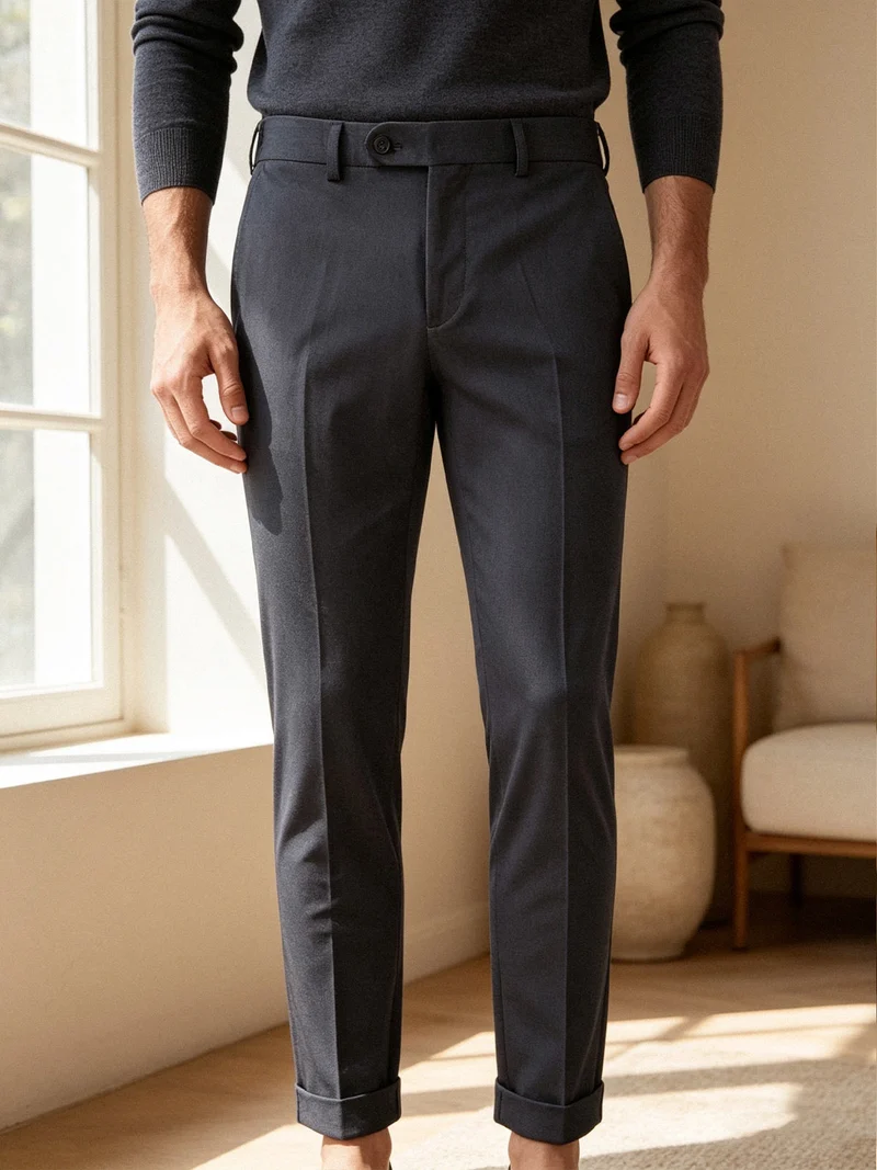 Pantaloni da uomo in cotone con risvolti sul finale - avion