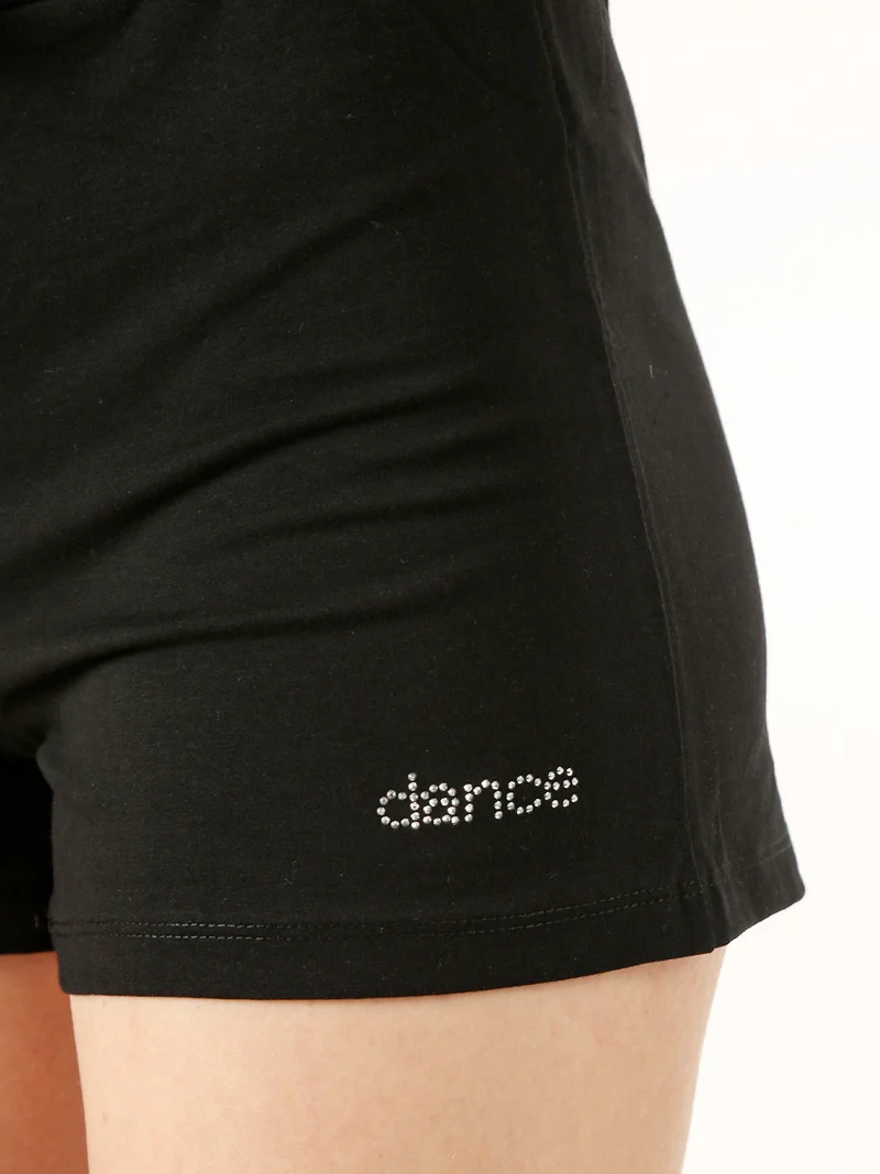 Shorts donna in cotone con coulisse - nero