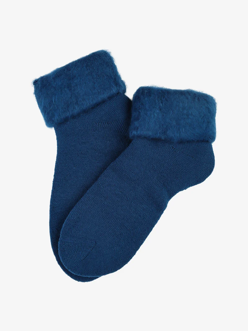 Calze soft donna con bordo di pelo - blu