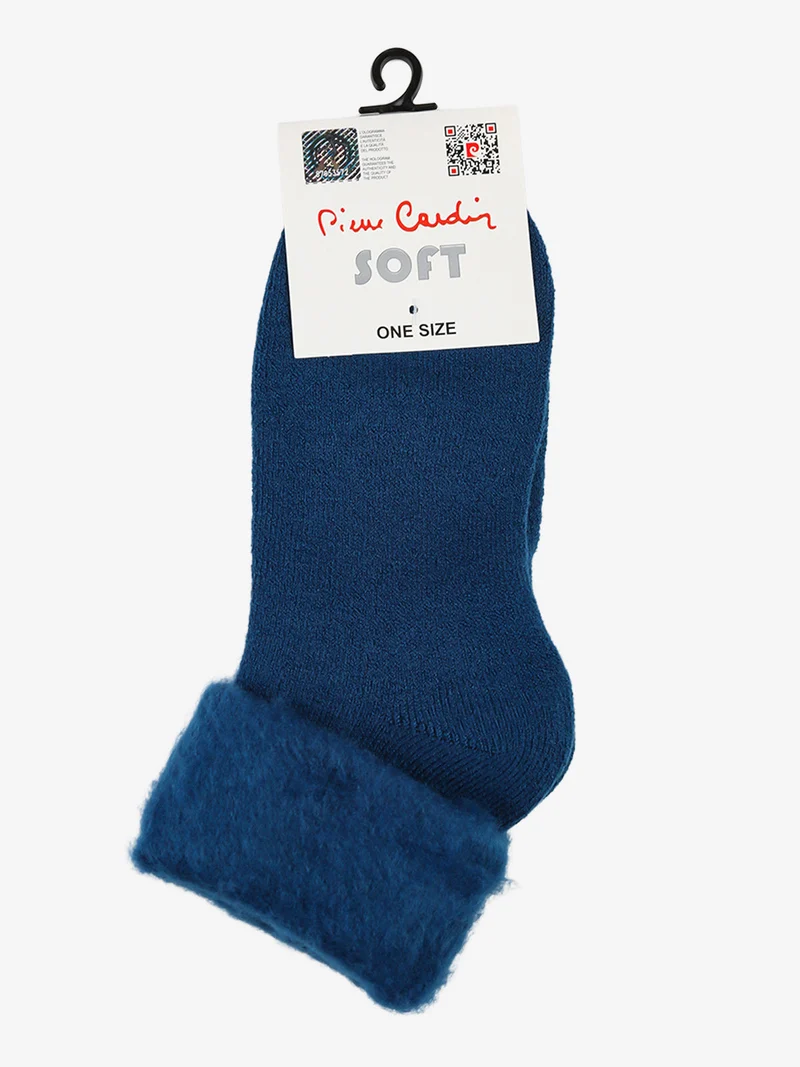 Calze soft donna con bordo di pelo - blu