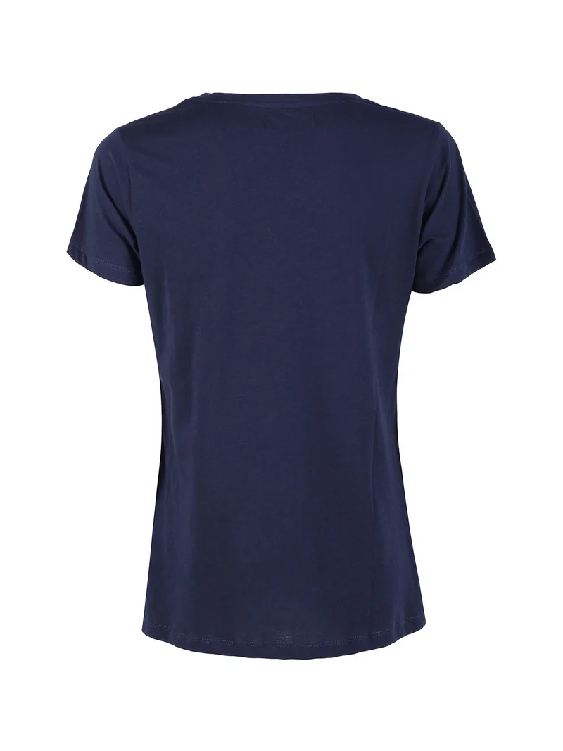 T-shirt donna in cotone bielastico con logo - blu scuro