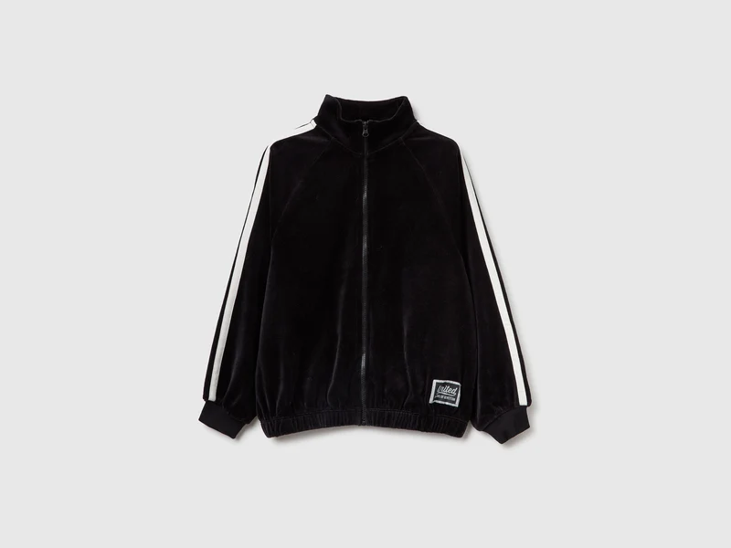 Chenille-Sweatshirt mit hohem Kragen