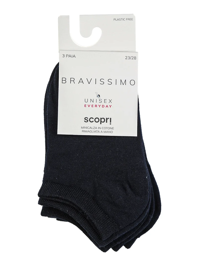 Confezione da 3 paia di minicalze da bambini in cotone - blu scuro