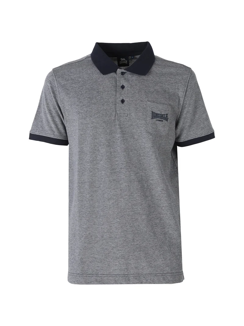 Polo da uomo in cotone a maniche corte con taschino - blu scuro