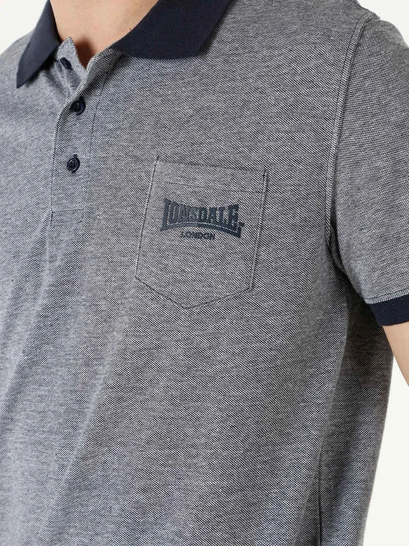 Polo da uomo in cotone a maniche corte con taschino - blu scuro