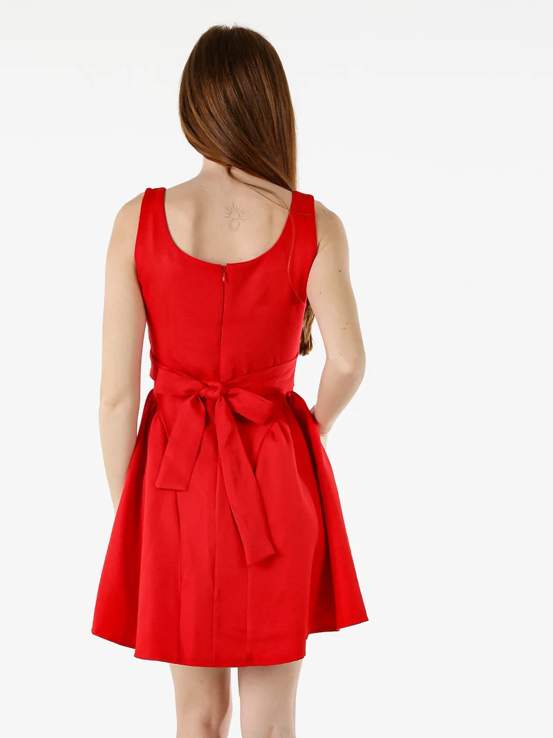 Vestito donna a spalla stretta con scollo quadrato - rosso