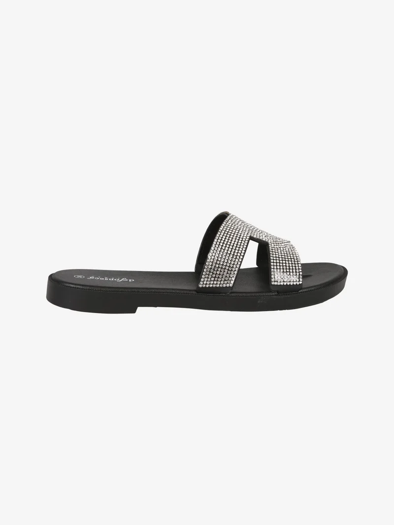 Ciabatte donna in gomma con strass - nero